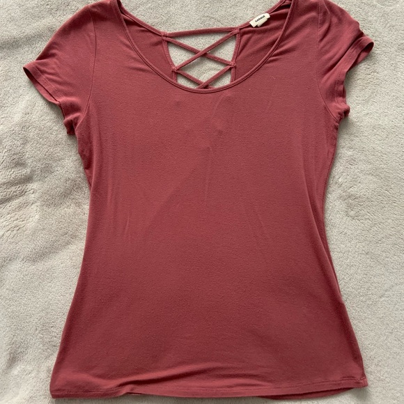 garage ballerina cross back tee in dusty rose - Picture 1 of 3